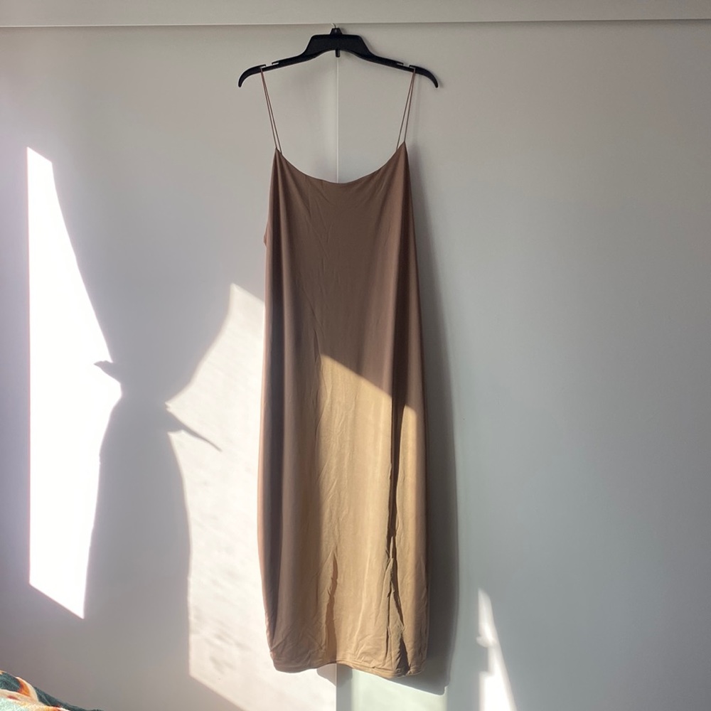 Fashion Nova Light Brown/Taupe Midi Dress 2X